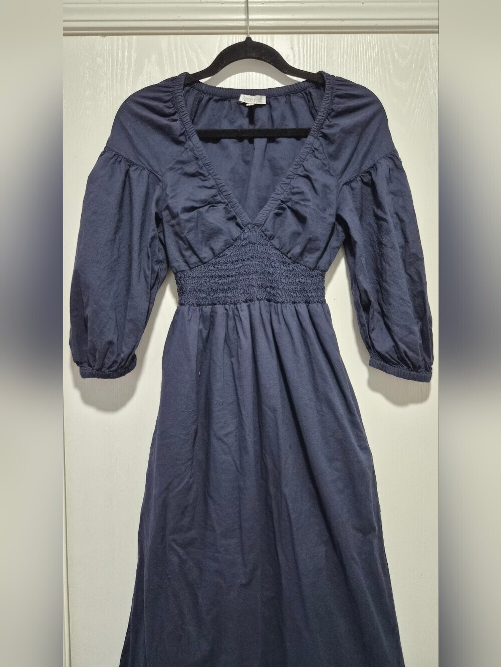 Patrons Of Peace Navy Blue Smocked Waist Maxi Dress Size XS - Picture 3 of 11